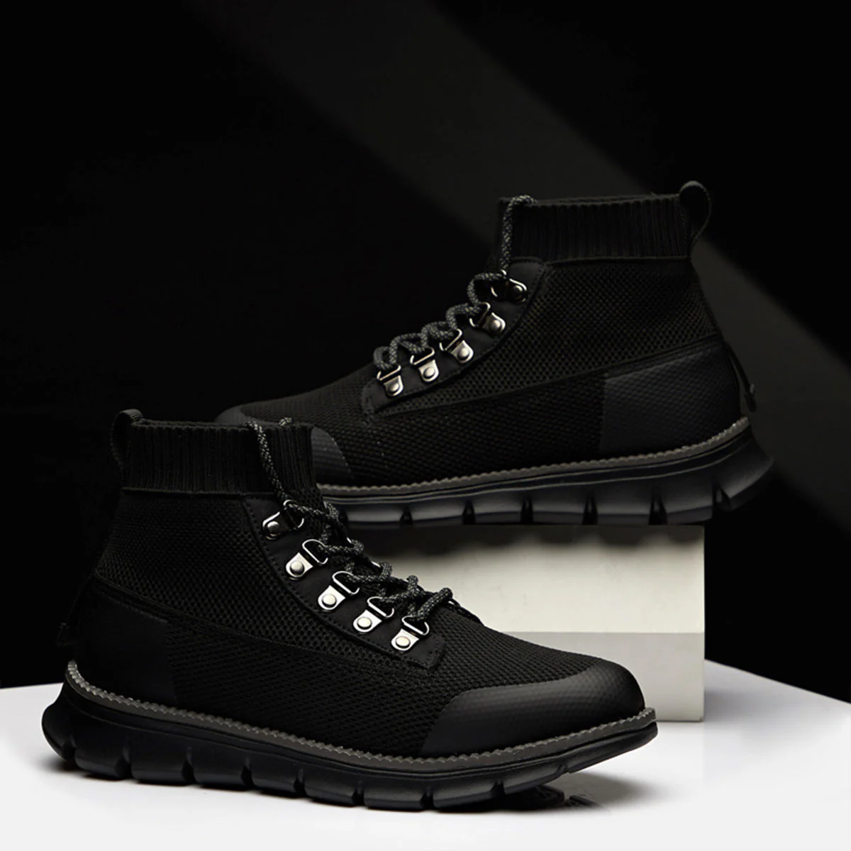 Oscar Ankle-Length Combat Boots | Chunky Sole Mesh Combat Boots - Image 5