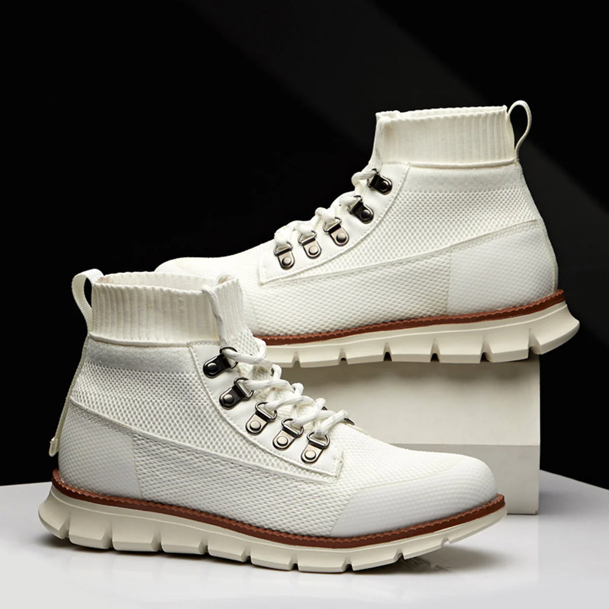 Oscar Ankle-Length Combat Boots | Chunky Sole Mesh Combat Boots - Image 7
