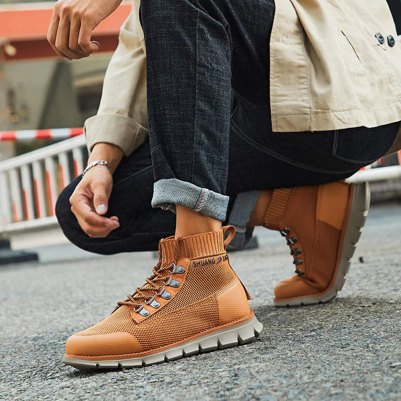 Oscar Ankle-Length Combat Boots | Chunky Sole Mesh Combat Boots - Image 9