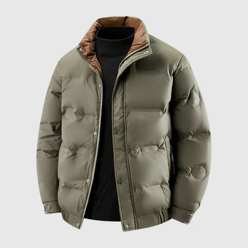 Oscar Quilted Relaxed Fit Puffer Jacket | Stand-Up Collar Hip-Length Jacket - Image 2