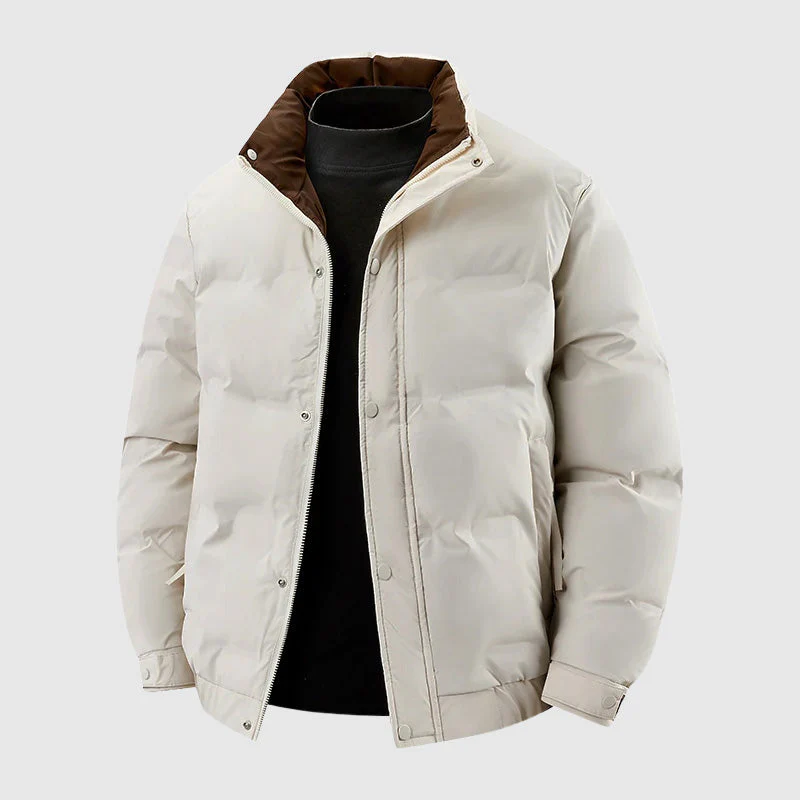 Oscar Quilted Relaxed Fit Puffer Jacket | Stand-Up Collar Hip-Length Jacket - Image 3