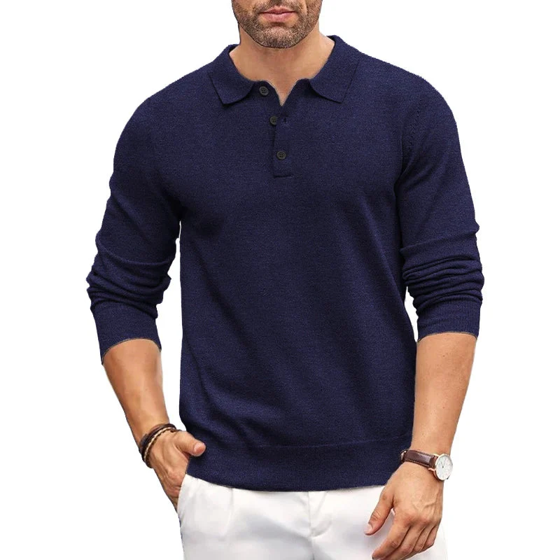 Oscar Regular Fit Polo Sweater | Button Placket Ribbed Cuffs Sweater - Image 3