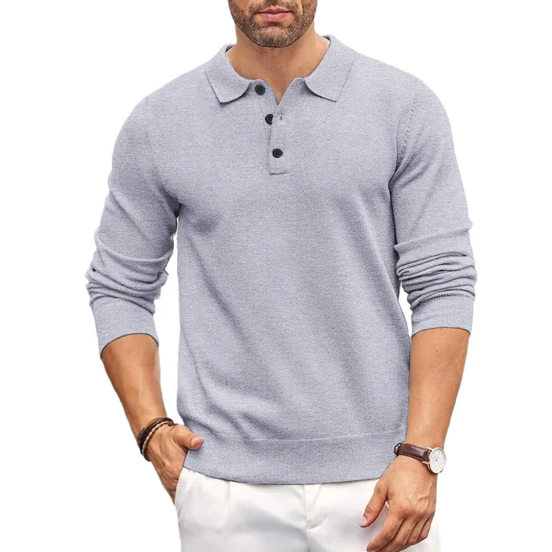 Oscar Regular Fit Polo Sweater | Button Placket Ribbed Cuffs Sweater - Image 5