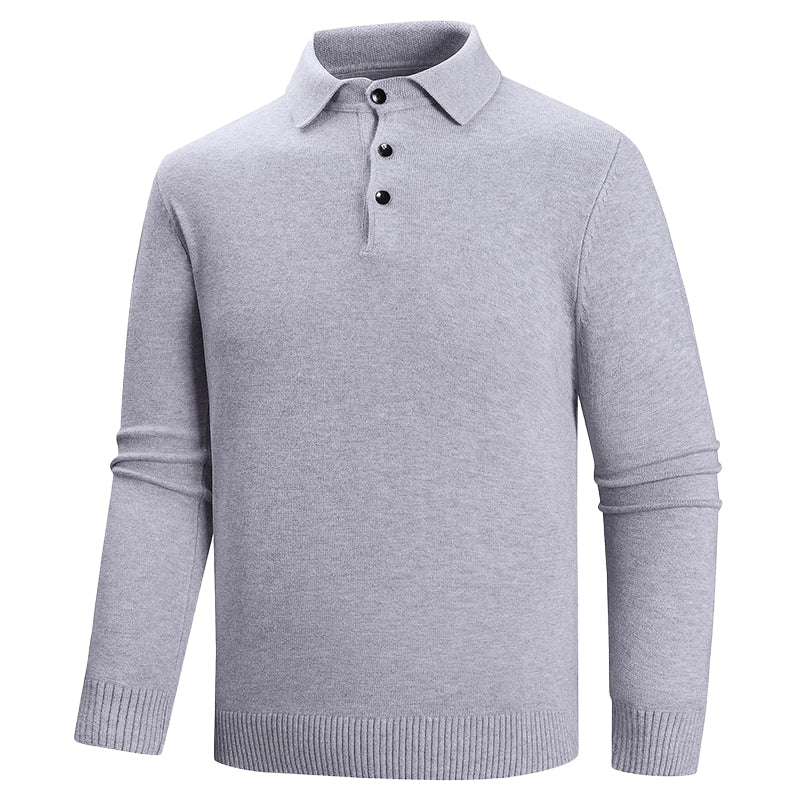 Oscar Regular Fit Polo Sweater | Button Placket Ribbed Cuffs Sweater - Image 6