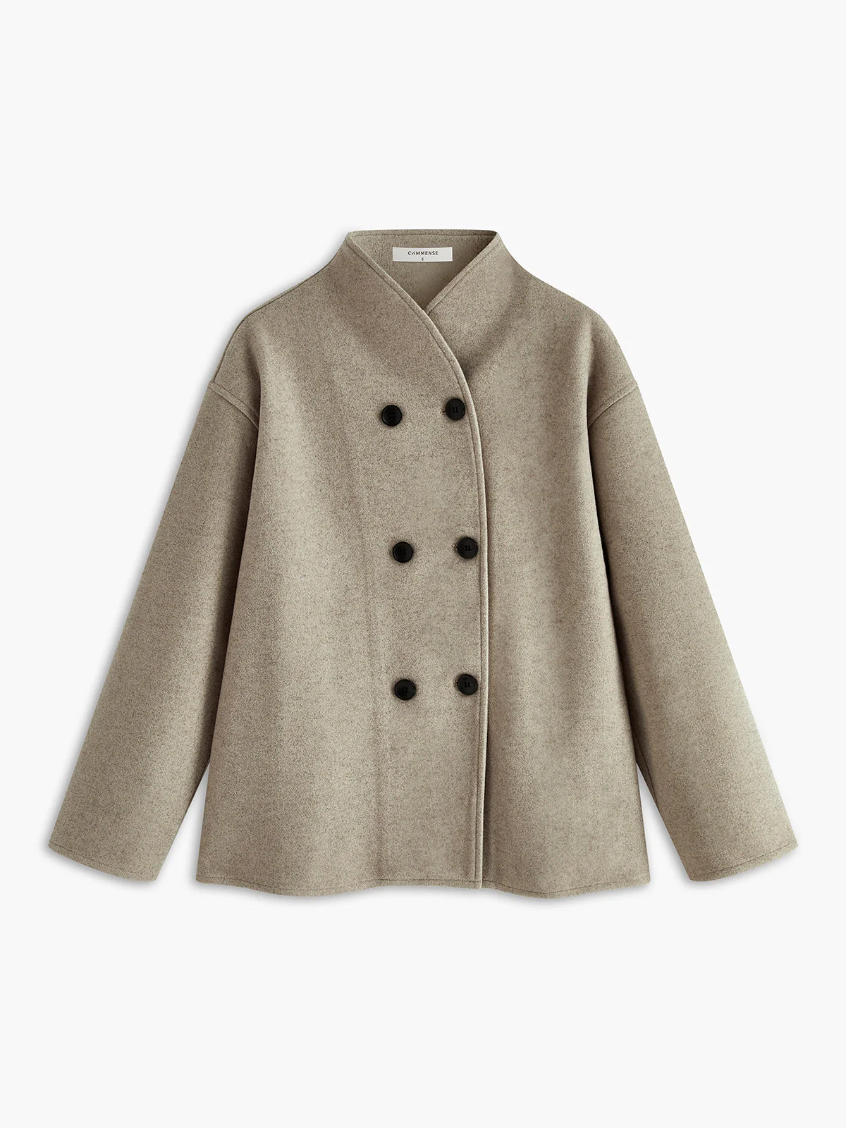 Oversized button-down jacket women - short beige jacket with modern fit - Image 11