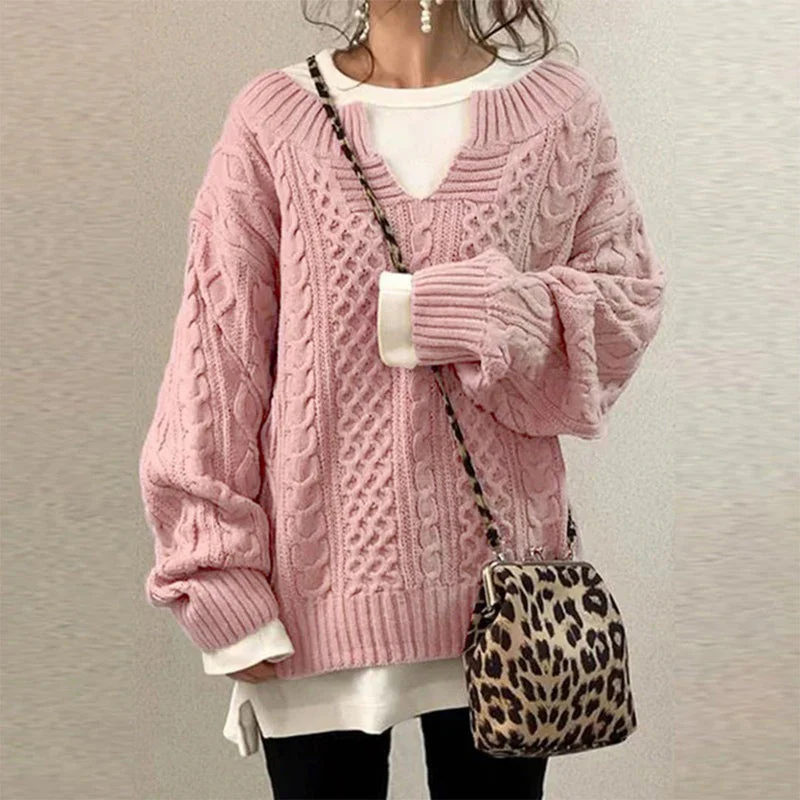 Oversized knitted sweater with unique cable pattern - Image 3