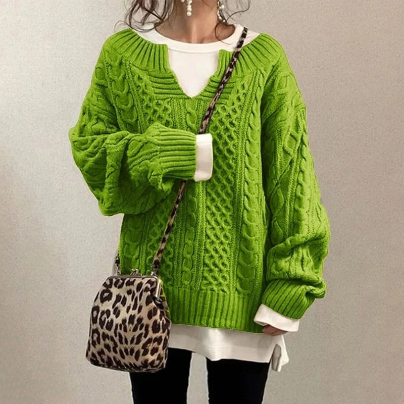 Oversized knitted sweater with unique cable pattern - Image 6