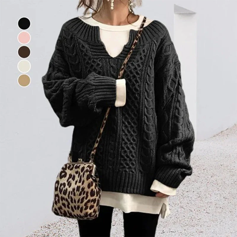 Oversized knitted sweater with unique cable pattern - Image 8