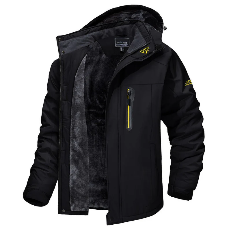 Men's Outdoor Jacket – Water-Repellent – Fleece Lined – Detachable Hood – Windproof - Image 2