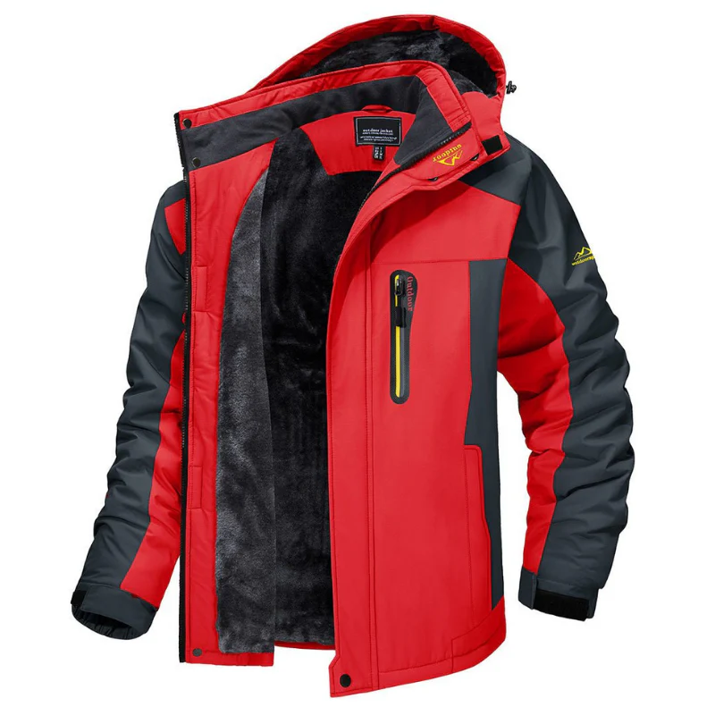 Men's Outdoor Jacket – Water-Repellent – Fleece Lined – Detachable Hood – Windproof - Image 3