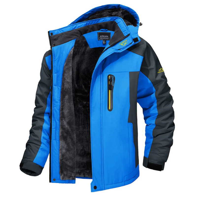 Men's Outdoor Jacket – Water-Repellent – Fleece Lined – Detachable Hood – Windproof - Image 4
