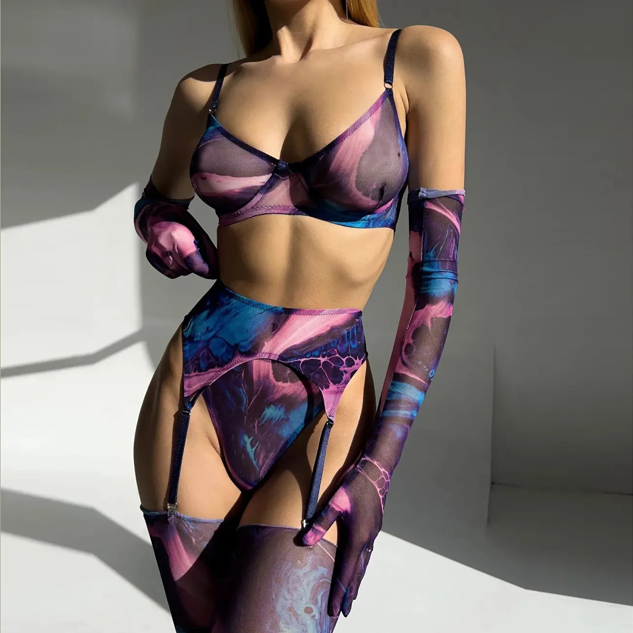 Poppy | 5-Piece Tie Dye Lingerie Set - Image 3