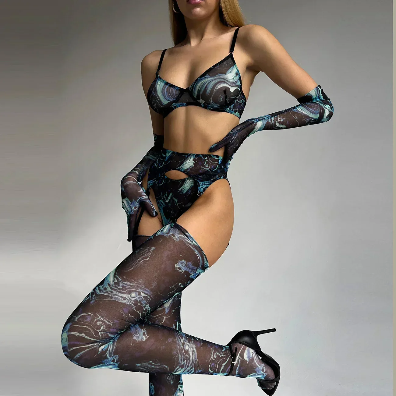 Poppy | 5-Piece Tie Dye Lingerie Set - Image 4