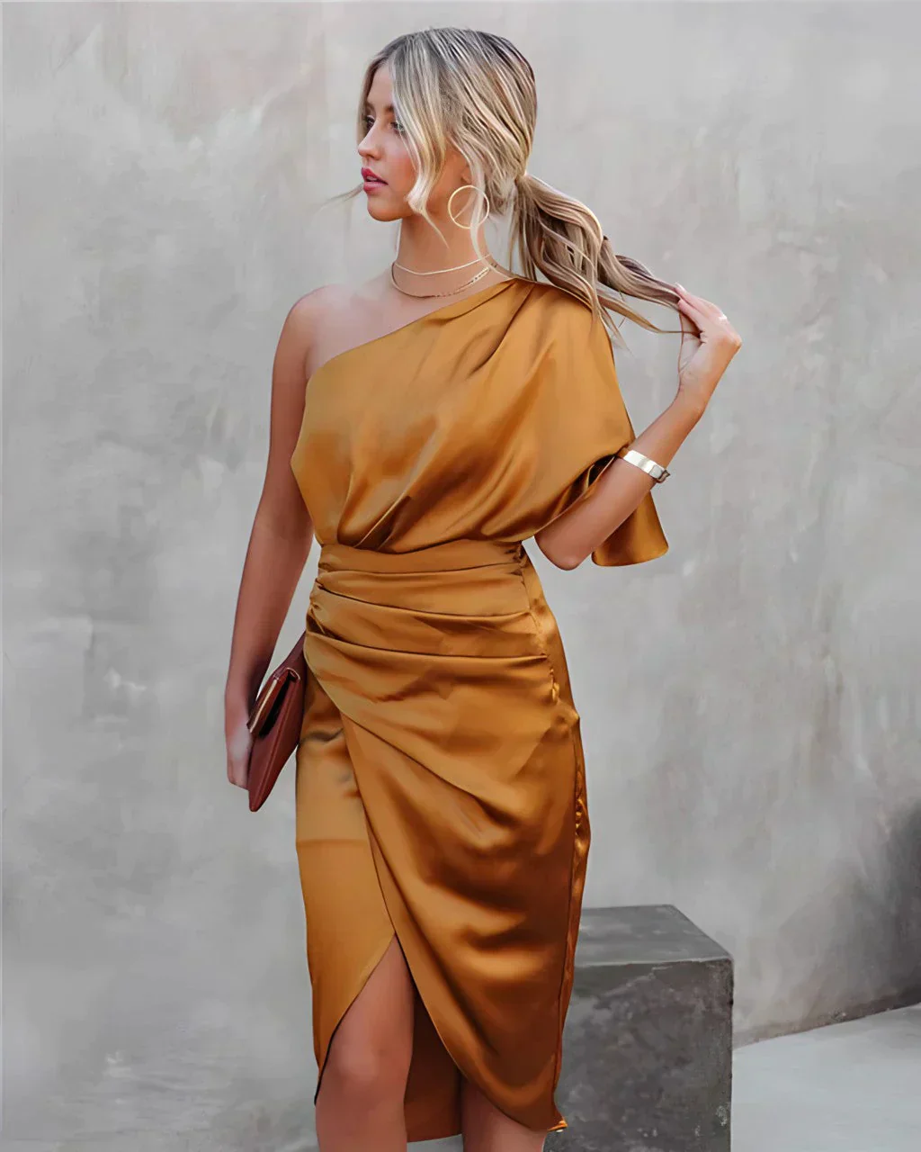 Quinty | One-Shoulder Dress with Pleated Skirt - Image 2