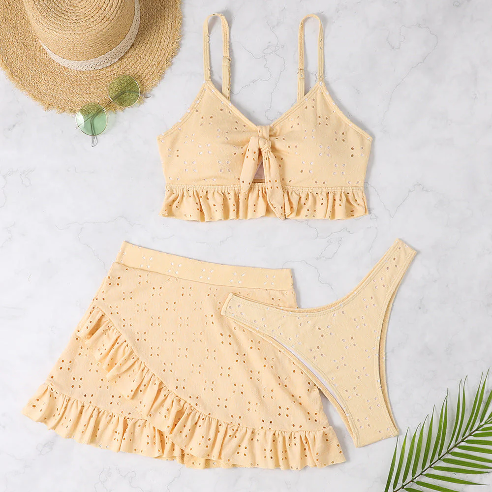 Regine - Stylish 3-piece Swimset with Ruffles and Skirt for Women - Image 10