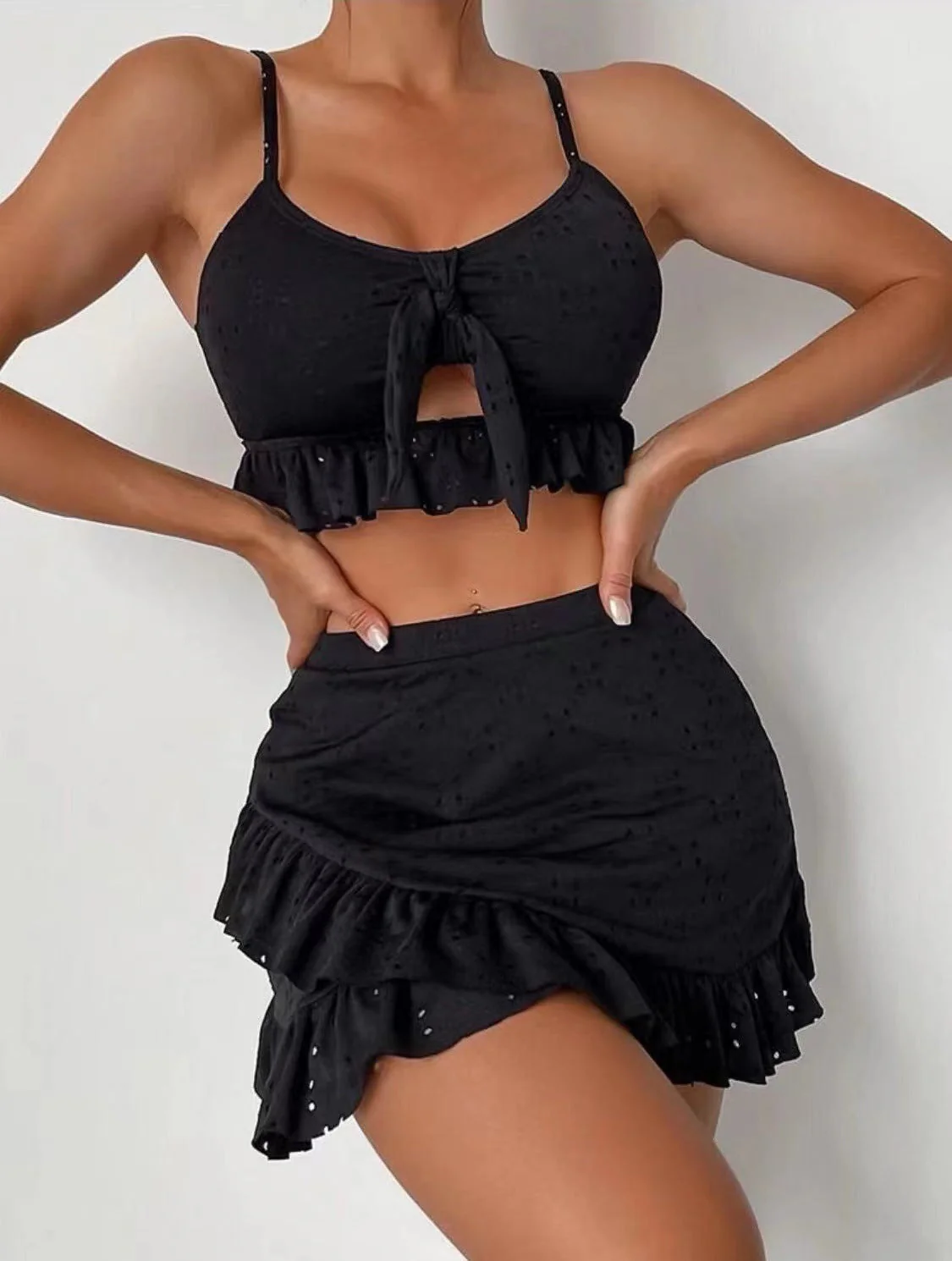 Regine - Stylish 3-piece Swimset with Ruffles and Skirt for Women - Image 2