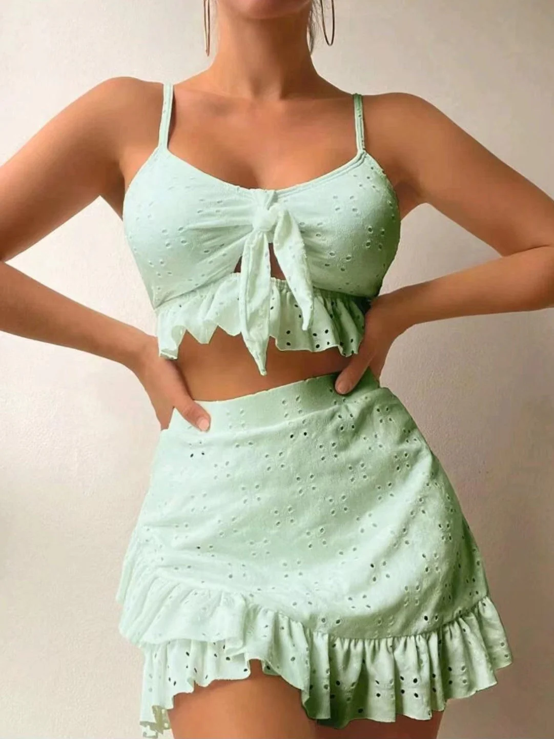 Regine - Stylish 3-piece Swimset with Ruffles and Skirt for Women - Image 9