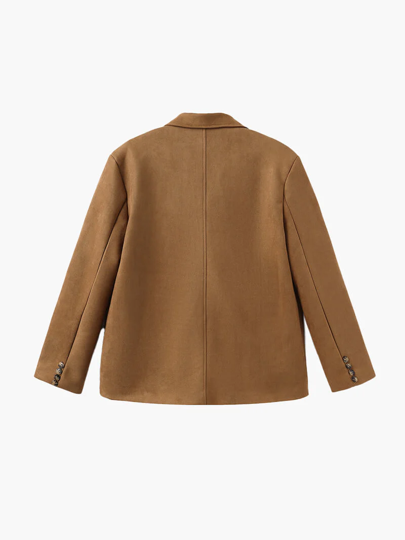 Retro artistic brown coat for ladies - casual with lapel collar - Image 4