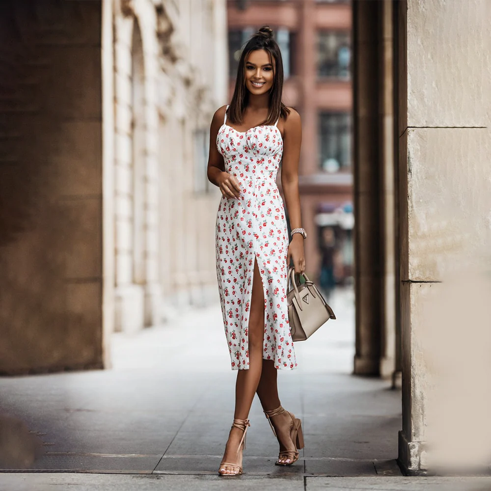 Ria | Elegant Midi Dress with Split - Image 7
