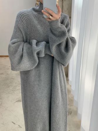 Riona - Knitted Vintage Maxi Dress with Long Sleeves for Women - Image 3