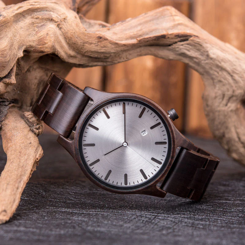 Rocco Wooden Striped Wristwatch | Dial Date Wristwatch - Image 10