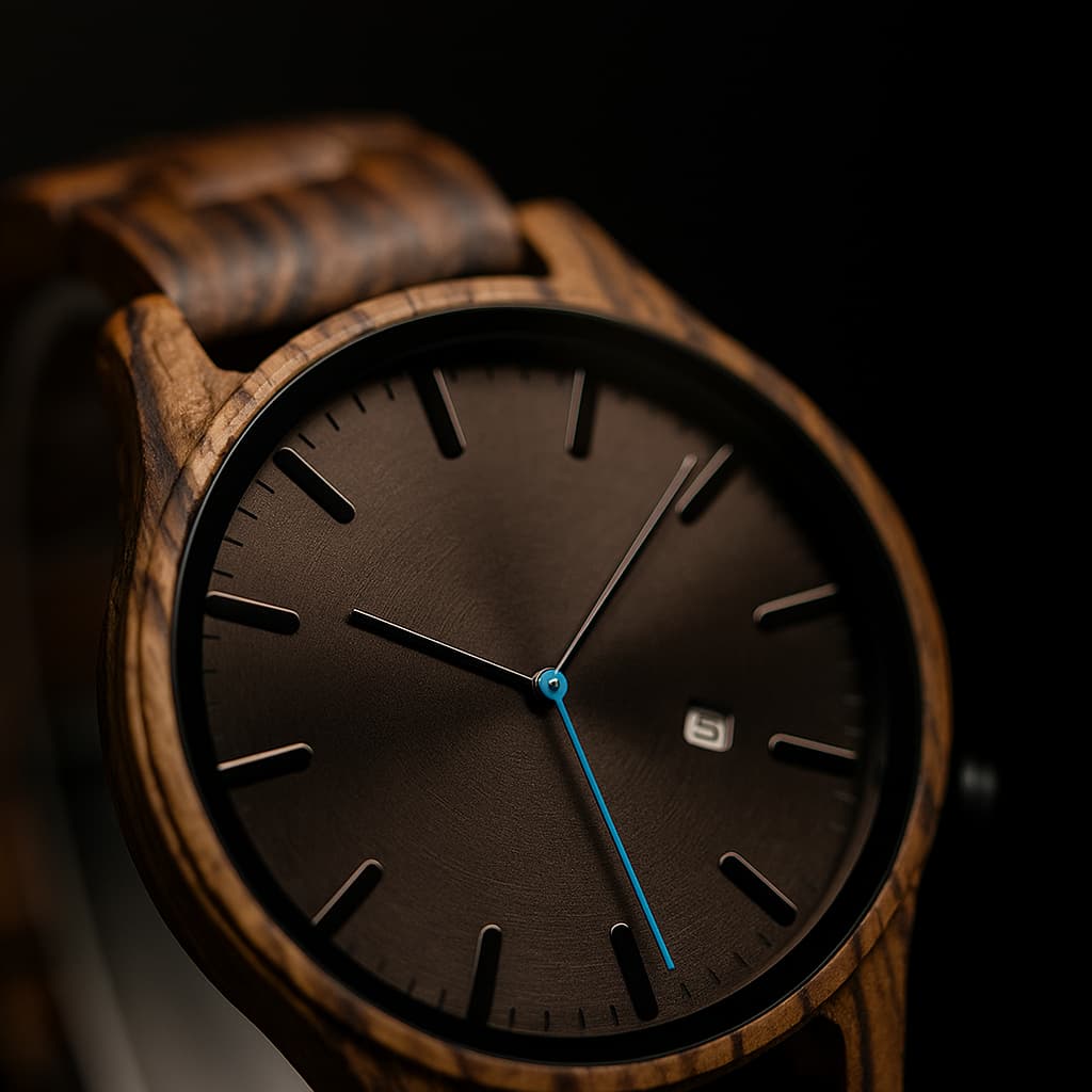 Rocco Wooden Striped Wristwatch | Dial Date Wristwatch - Image 12