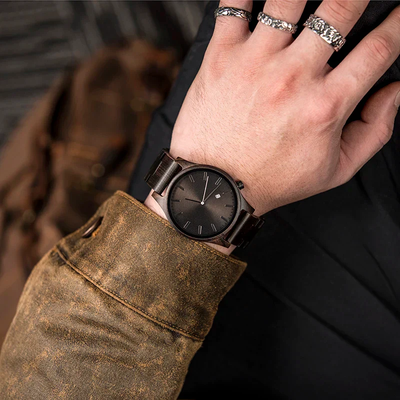 Rocco Wooden Striped Wristwatch | Dial Date Wristwatch - Image 13