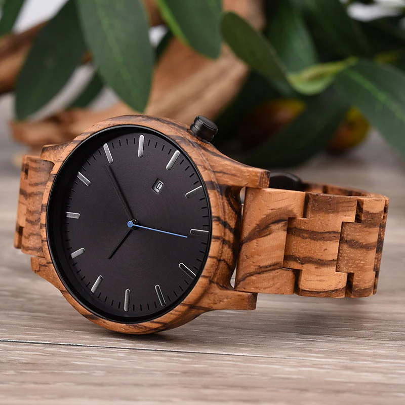 Rocco Wooden Striped Wristwatch | Dial Date Wristwatch - Image 14
