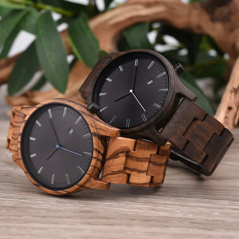 Rocco Wooden Striped Wristwatch | Dial Date Wristwatch - Image 17