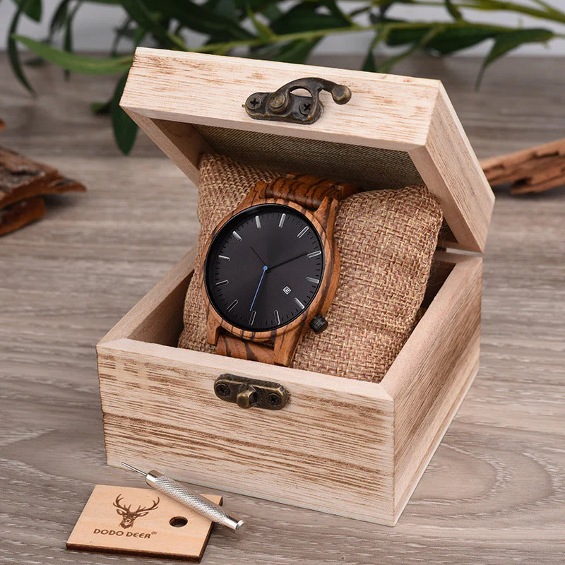 Rocco Wooden Striped Wristwatch | Dial Date Wristwatch - Image 18
