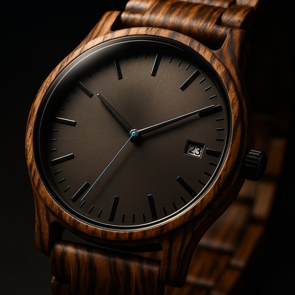 Rocco Wooden Striped Wristwatch | Dial Date Wristwatch - Image 2