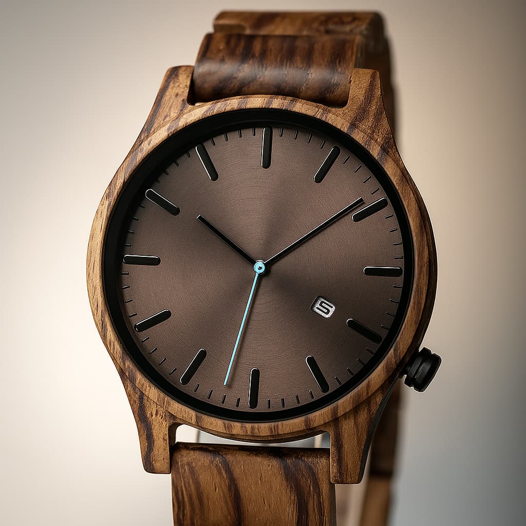 Rocco Wooden Striped Wristwatch | Dial Date Wristwatch - Image 3