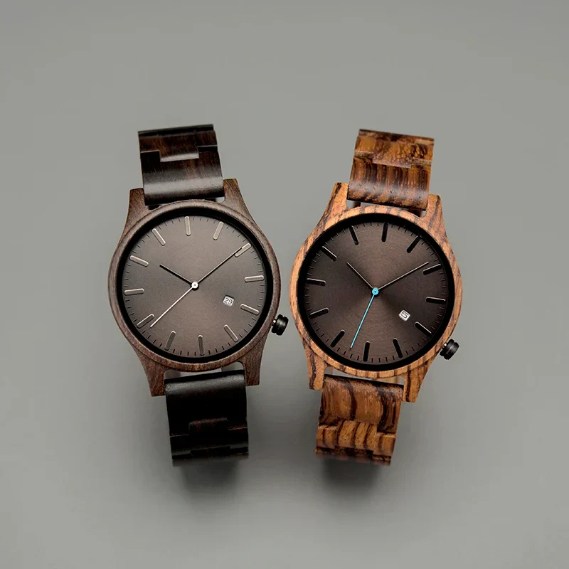 Rocco Wooden Striped Wristwatch | Dial Date Wristwatch - Image 4