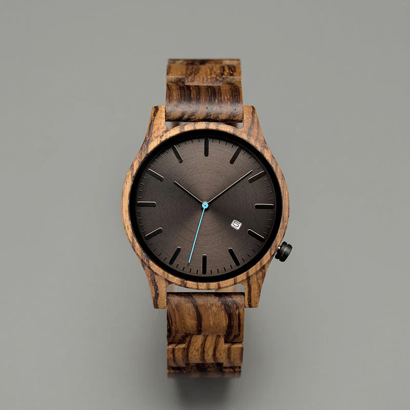 Rocco Wooden Striped Wristwatch | Dial Date Wristwatch - Image 5