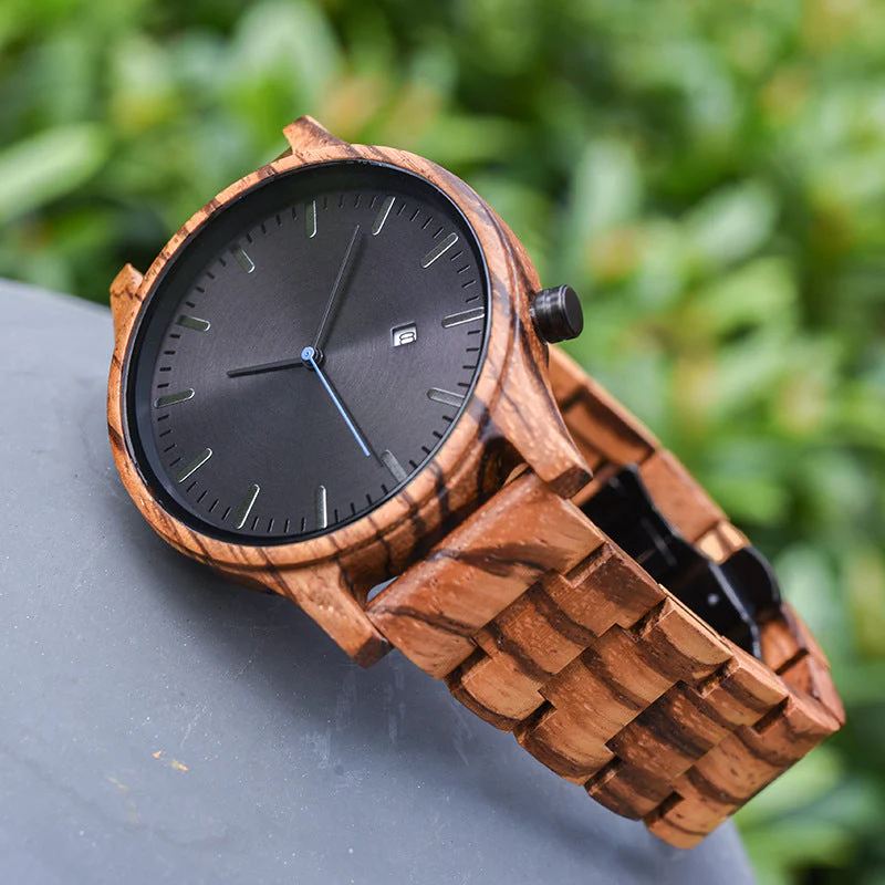 Rocco Wooden Striped Wristwatch | Dial Date Wristwatch - Image 7
