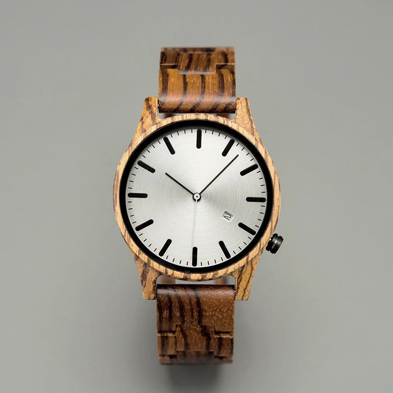 Rocco Wooden Striped Wristwatch | Dial Date Wristwatch - Image 8