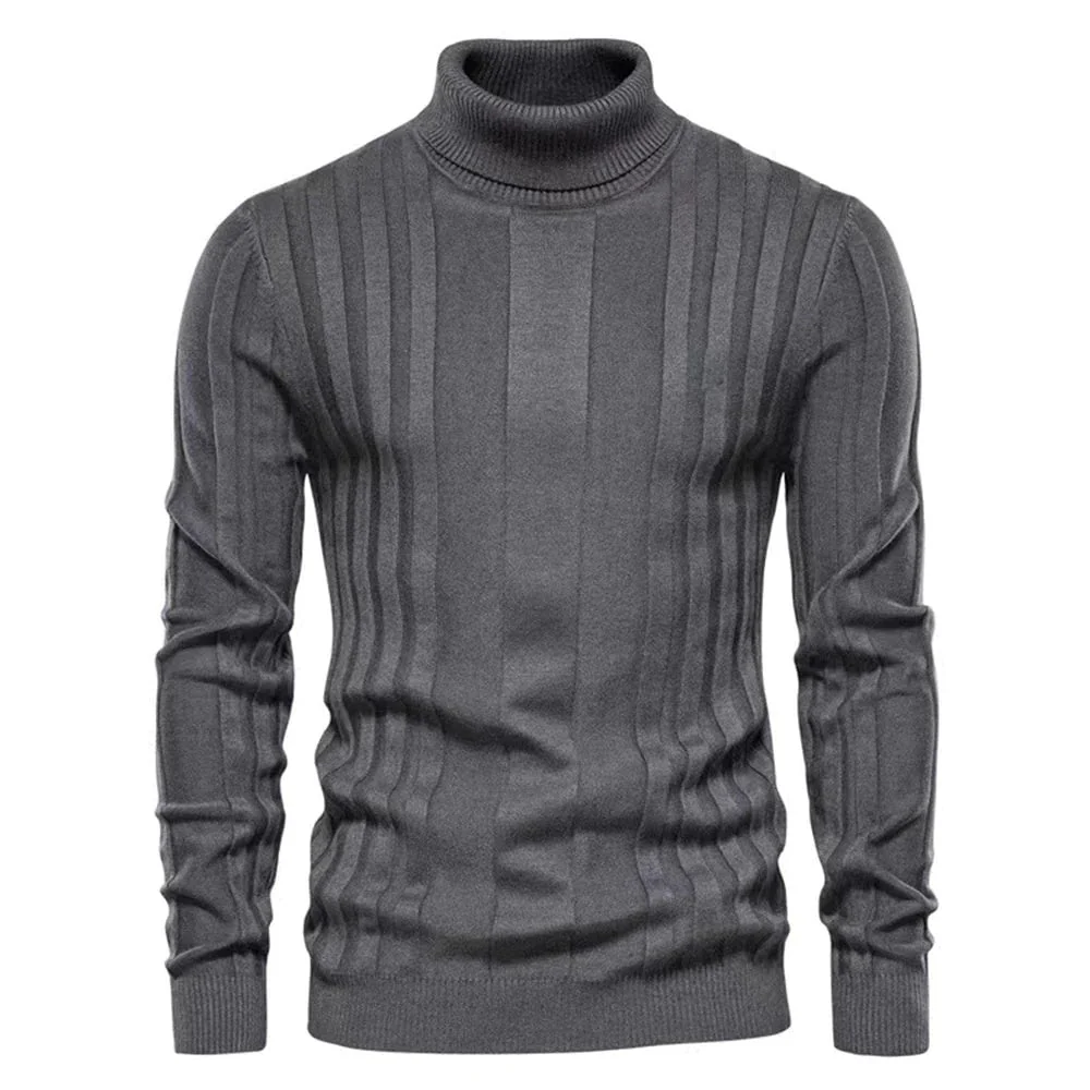 Men's Turtleneck - Slim Fit - Ribbed Knit - Long Sleeve - Comfortable Casual Look - Image 4