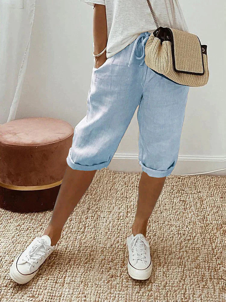 Rosa | Cotton and linen women's shorts - Image 3