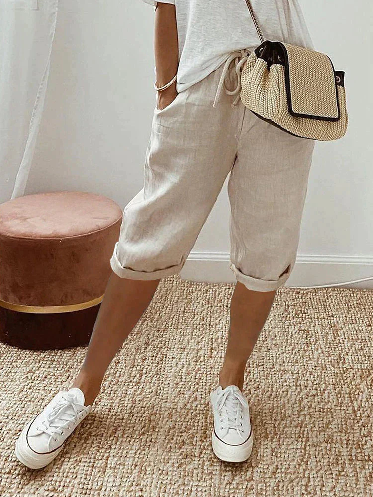 Rosa | Cotton and linen women's shorts - Image 4