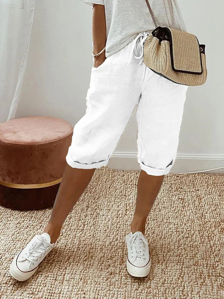 Rosa | Cotton and linen women's shorts - Image 5