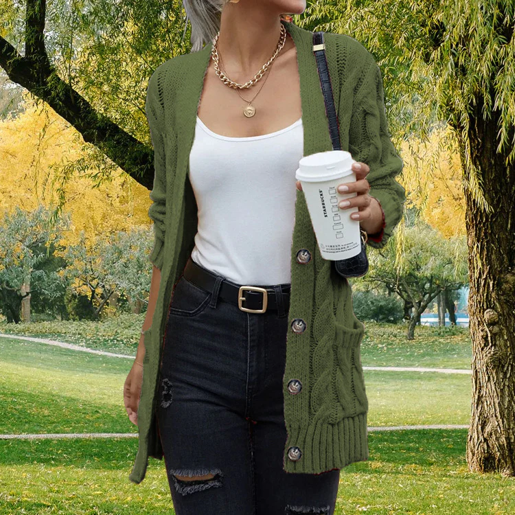 Luxury grey wool cardigan with V-neck - Image 3