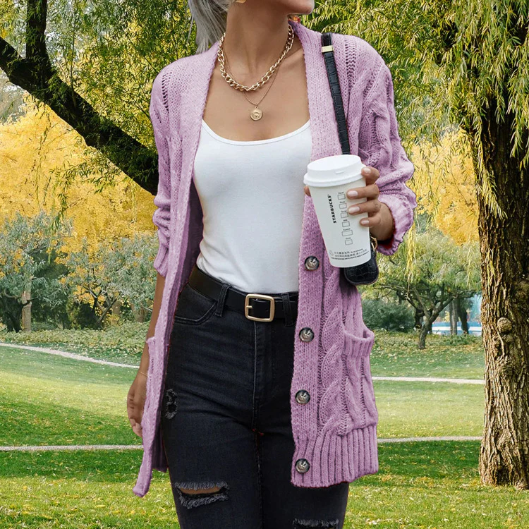 Luxury grey wool cardigan with V-neck - Image 4