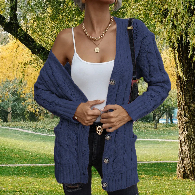 Luxury grey wool cardigan with V-neck - Image 6