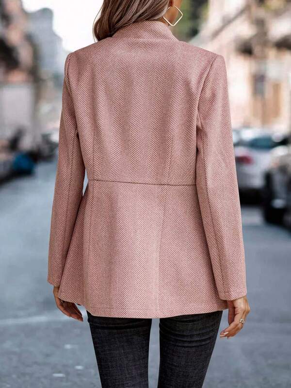 Ladies Blazer - Tailored Fit - Herringbone Weave - Open Front - Flap Pockets - Image 5