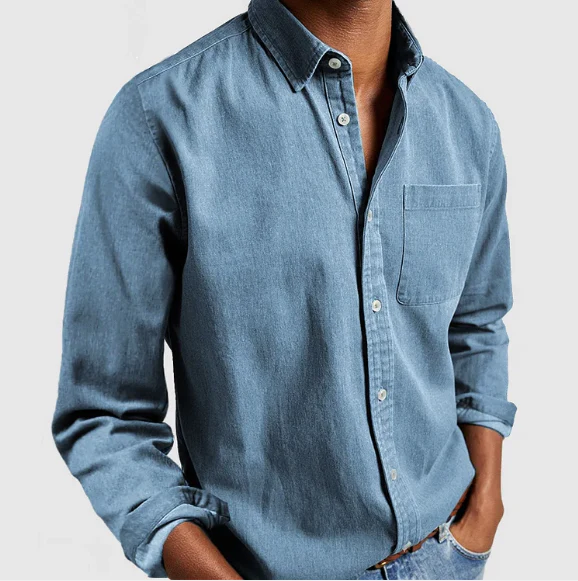 Men's Shirt - Cotton Blend - Regular Fit - Long Sleeve - Point Collar - Chest Pocket - Image 2