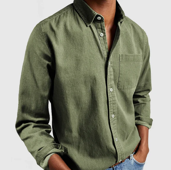 Men's Shirt - Cotton Blend - Regular Fit - Long Sleeve - Point Collar - Chest Pocket - Image 3