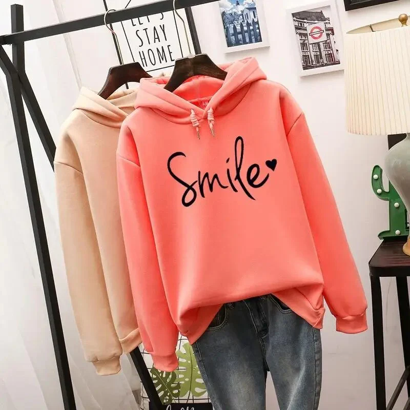 Women's Hoodie - Relaxed Fit - Smile Graphic - Long Sleeves - Casual Streetwear - Image 3