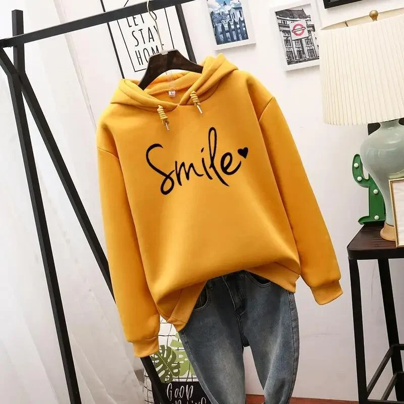 Women's Hoodie - Relaxed Fit - Smile Graphic - Long Sleeves - Casual Streetwear - Image 4