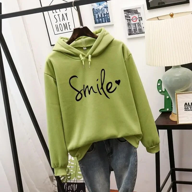 Women's Hoodie - Relaxed Fit - Smile Graphic - Long Sleeves - Casual Streetwear - Image 5