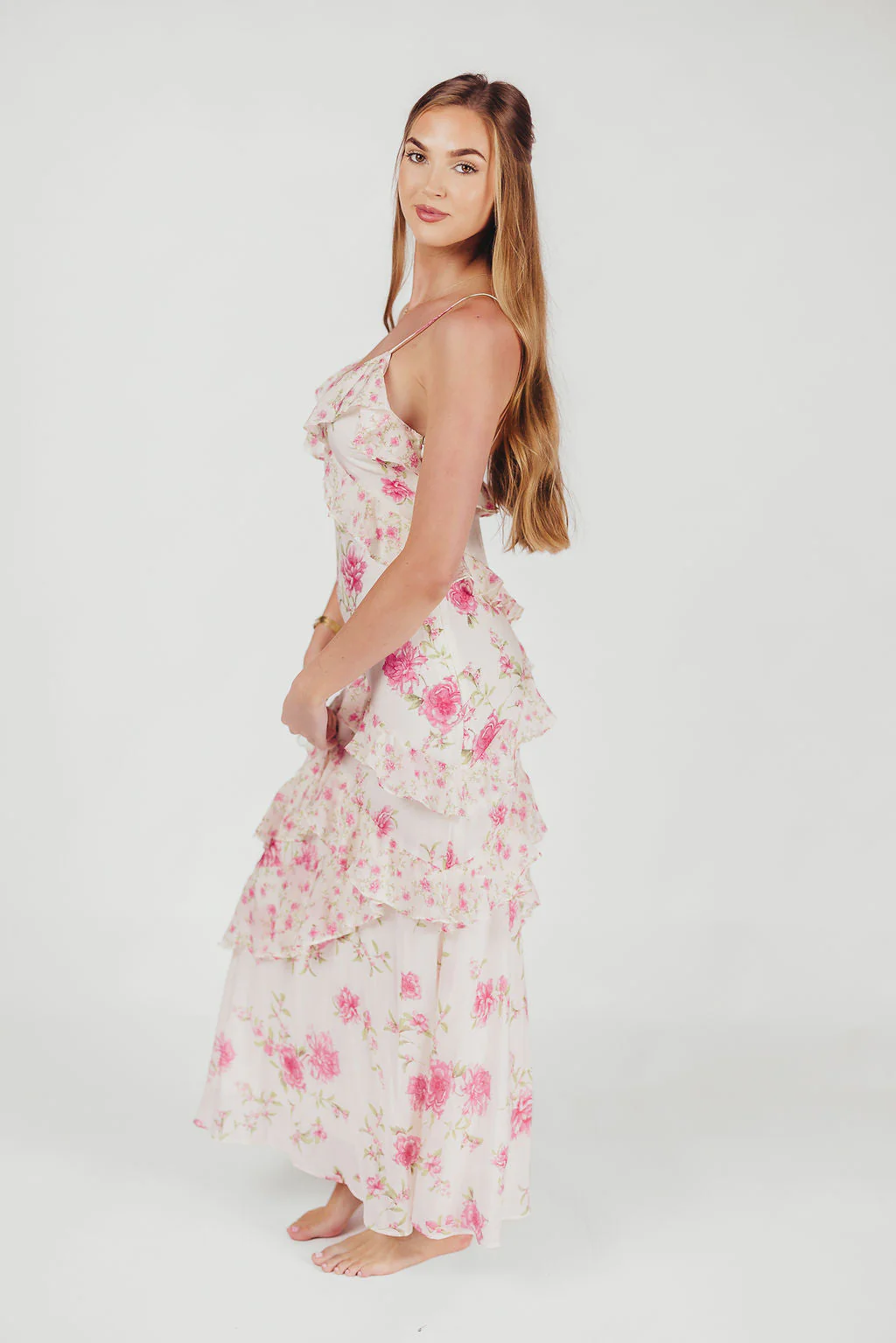 Women's Maxi Dress – Ruffles – Wrap Style – V-Neck – Spaghetti Straps – Airy Fabric - Image 5